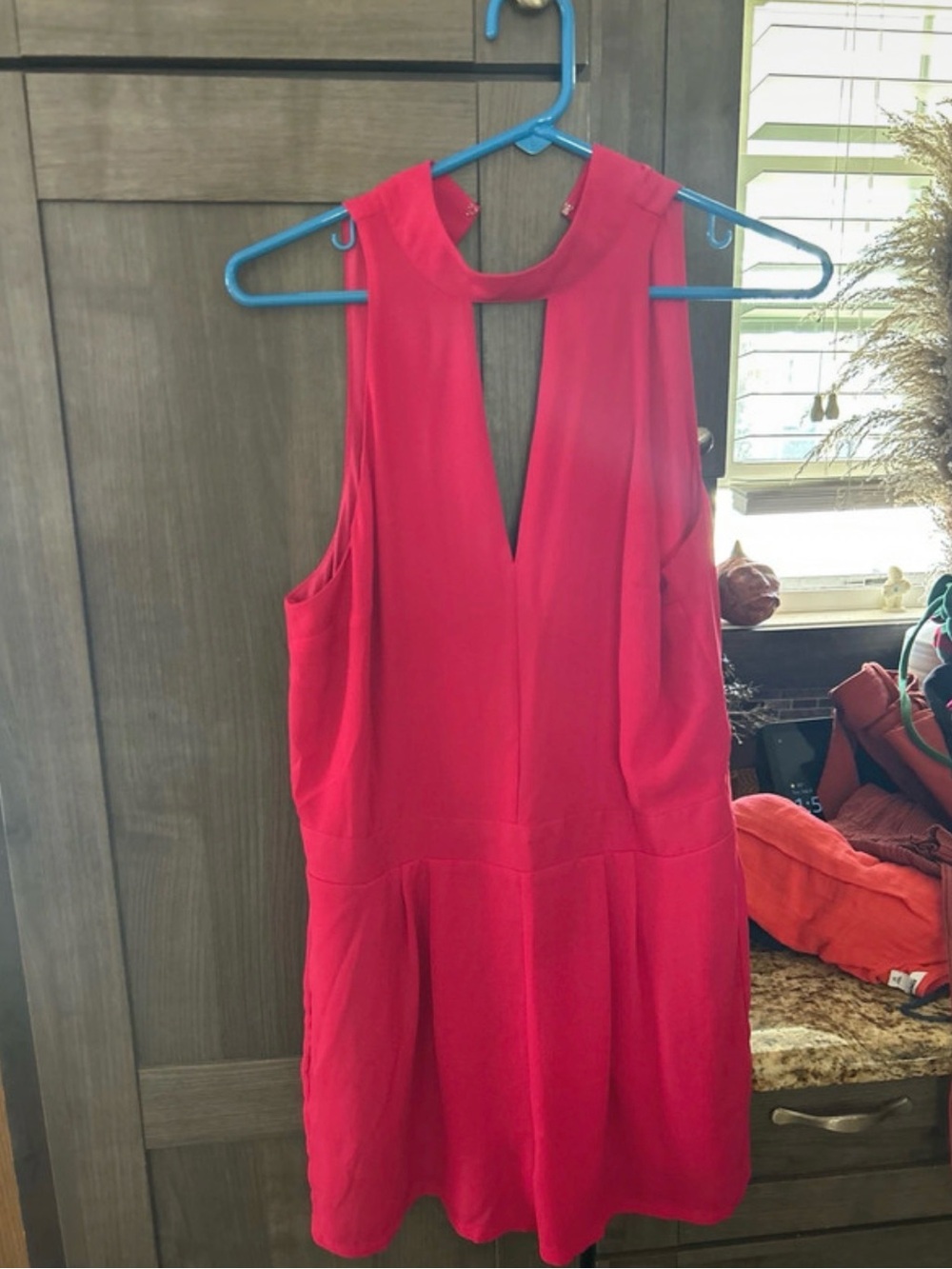Express Hot Pink Sleeveless V-Back Romper